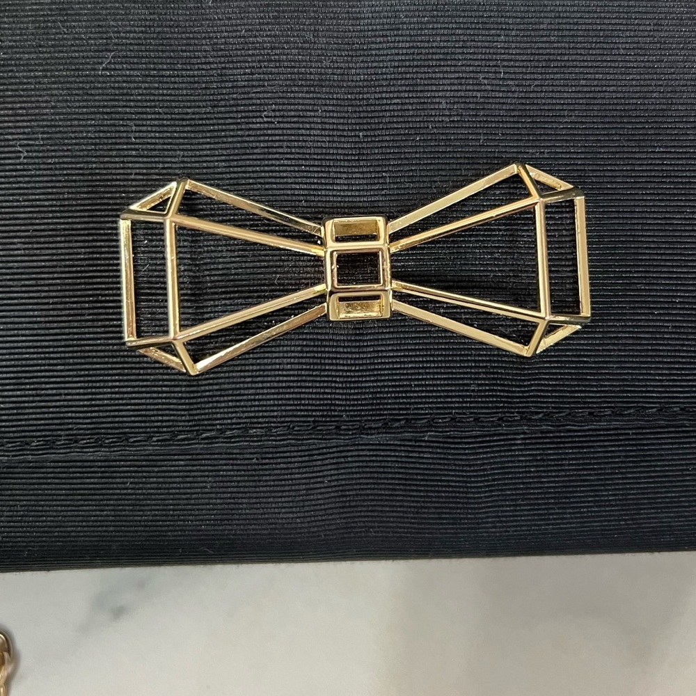 Ted Baker Black Gold Geometric Bow Clutch Bag - Picture 3 of 13
